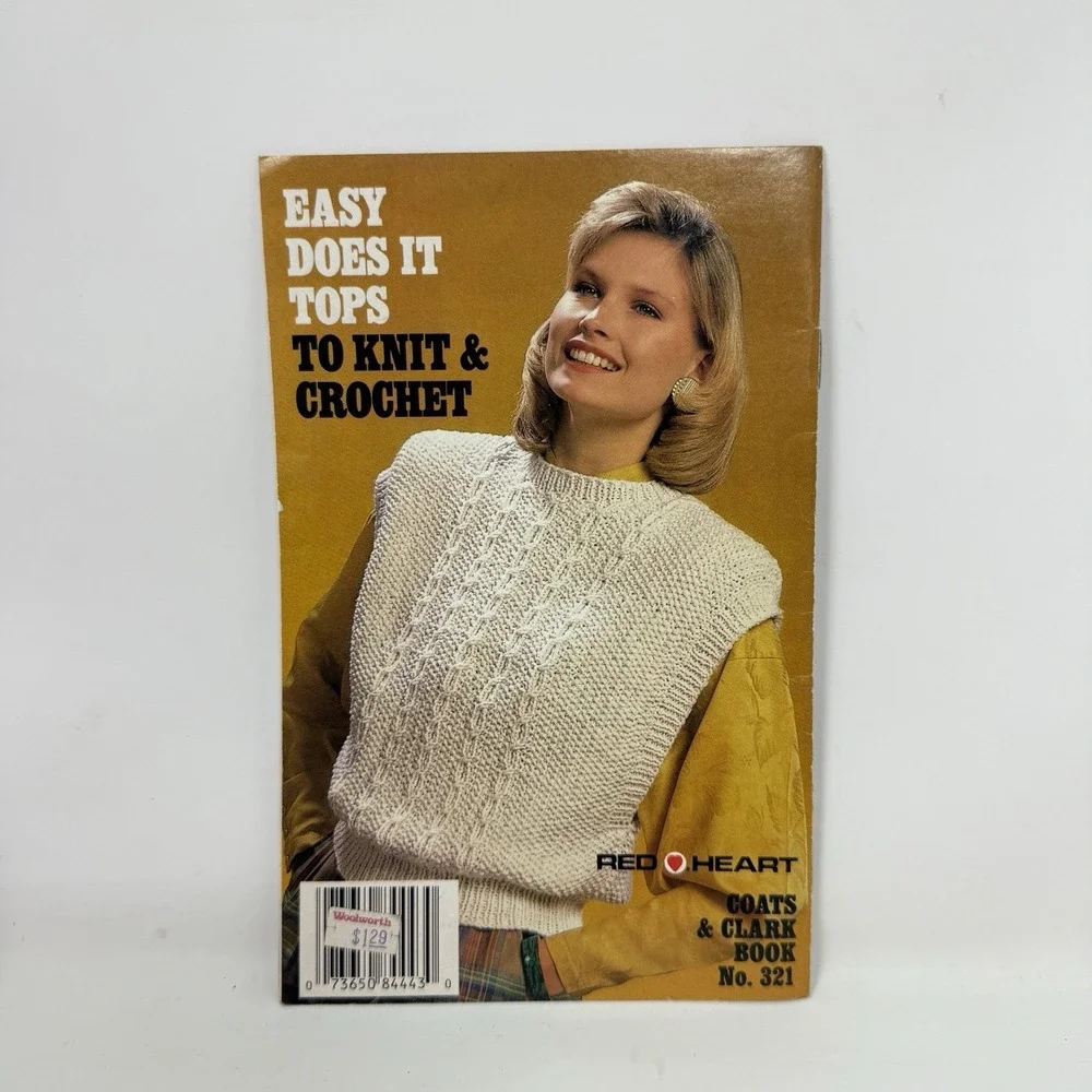 Coats & Clark Book No. 321 Vintage Red Heart Crochet & Knit Tops Patterns 1986
